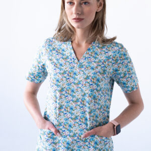 Bluza medyczna damska niebieska bawełna Kokolu