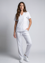 bluza medyczna damska klasyczna biała z wiskozą Kokolu