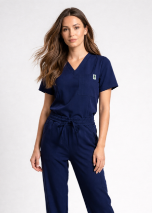 bluza medyczna damska klasyczna granatowa z wiskozą Kokolu