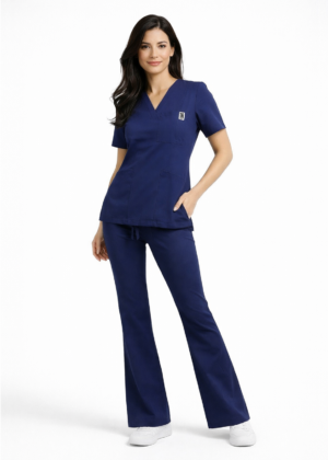 spodnie medyczne granatowe flare kokolu