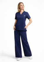 spodnie medyczne granatowe proste kokolu