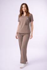 spodnie medyczne proste cappuccino kokolu