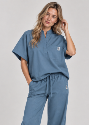 bluza medyczna damska oversize w kolorze jeansowym marka Kokolu
