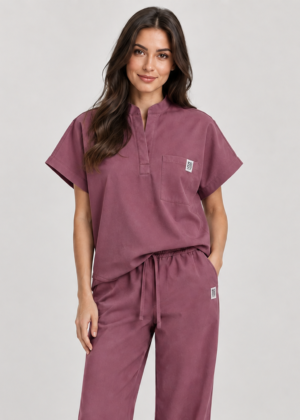 bluza medyczna damska oversize w kolorze winogronowym marka Kokolu