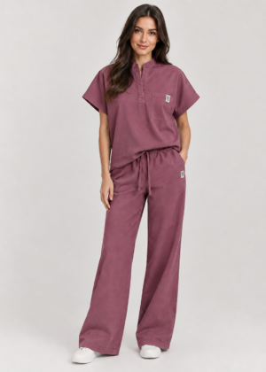 bluza medyczna damska oversize w kolorze winogronowym marka Kokolu